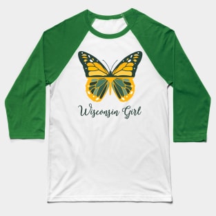 Wisconsin Girl Butterfly T Shirt Baseball T-Shirt